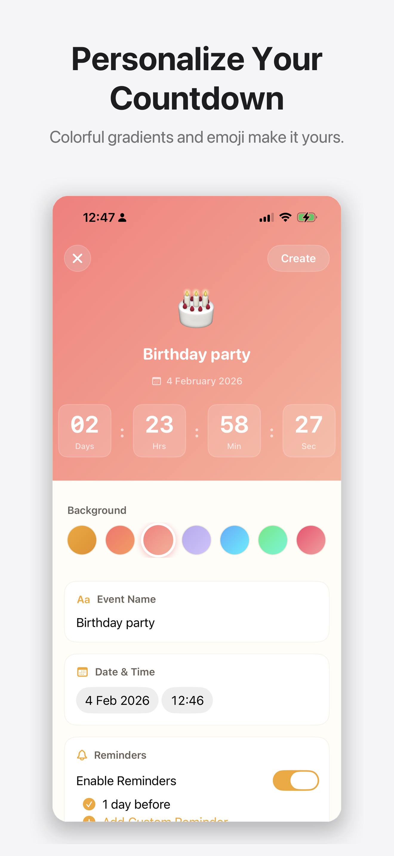 Personalize your countdown